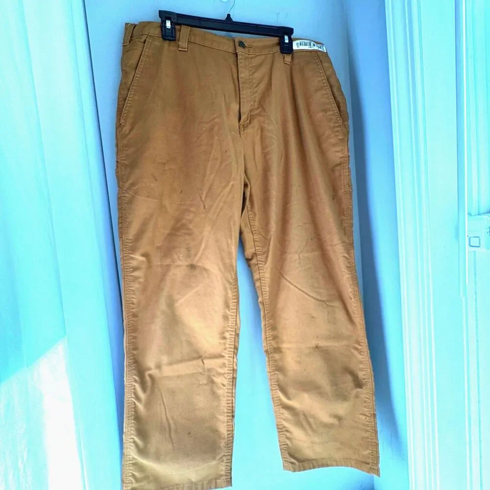 Carhartt Men's 38x30 Brown Dungaree Fit Work Pants 383-51 Cotton Blend MID-RISE